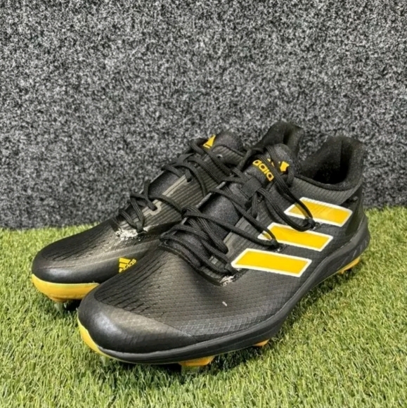 Adidas Adizero Men’s Size 12 US Baseball Shoes Cleats Black Gold Afterburner 8 - Picture 1 of 4